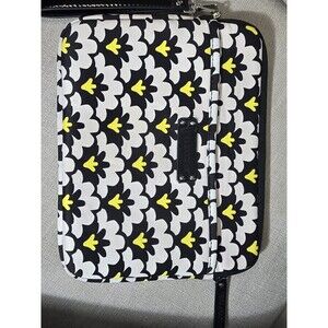 Vera Bradley iPad Tablet Sleeve Case Wristlet Zip Padded Black White Yellow